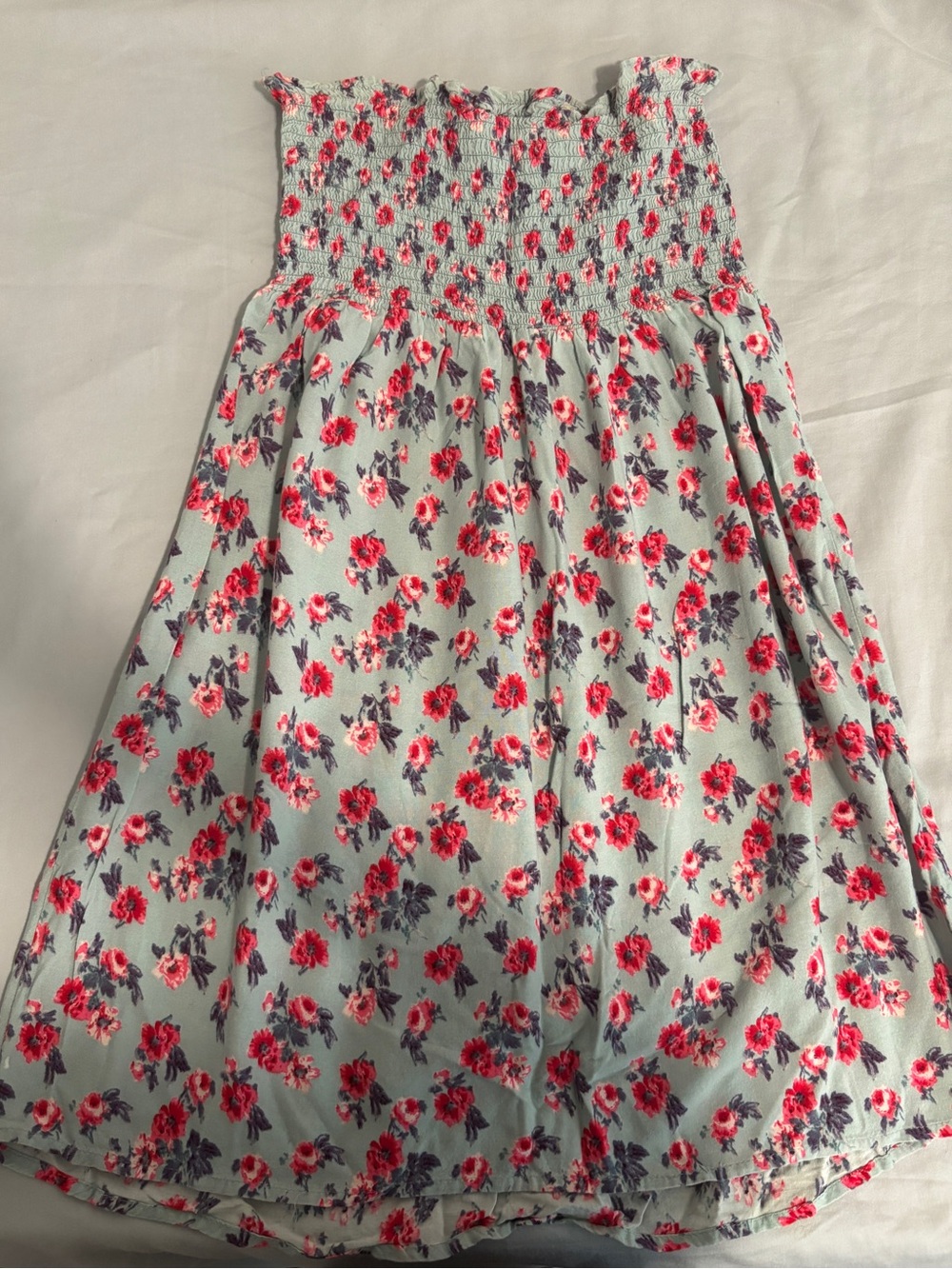 Wet Seal Blue Floral Smocked Strapless Mini Dress - Picture 2 of 3